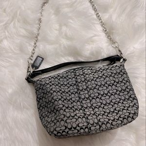 Coach gray and black mini bag with chain